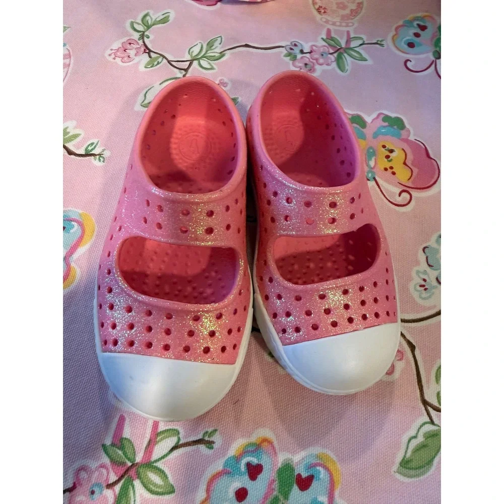 Native Shoes Juniper Pink Glitter Mary Jane Slip On Sneakers Kids Size C6
